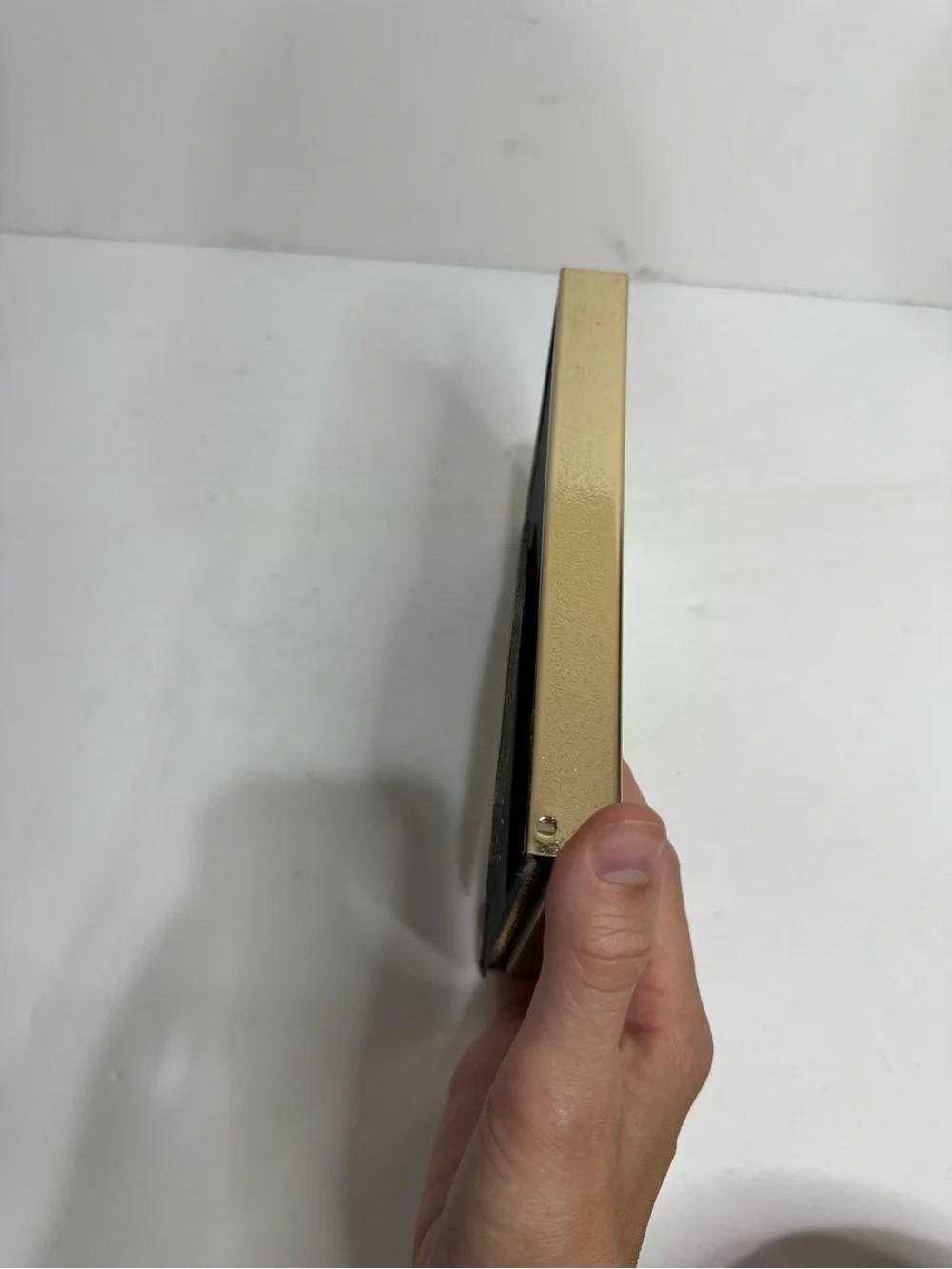 Vintage Thin Gold Tone Metal Picture Frame with White Mat